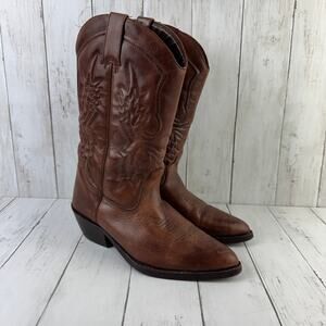 VTG Paolo Fellicce Brown Stitched Mid-Calf Western Boots Rodeo Cowboy Size 8.5 D